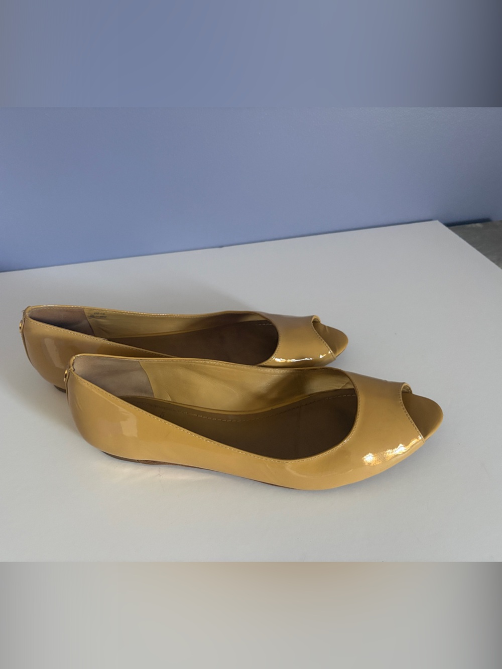 Tory Burch peep-toe patent leather flats